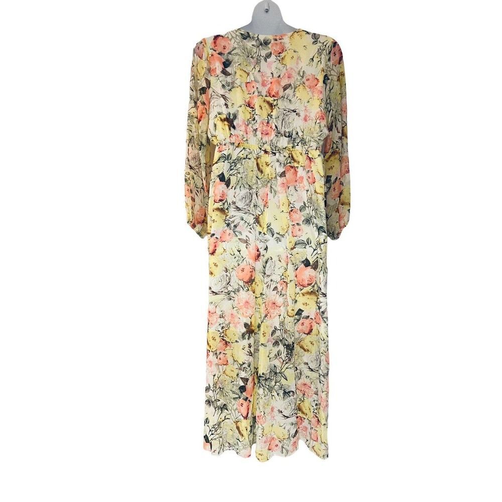 INC White Floral Chiffon Slitted Wrap Cruise Brunch Church Summer Maxi Dress. 2X - Picture 5 of 13